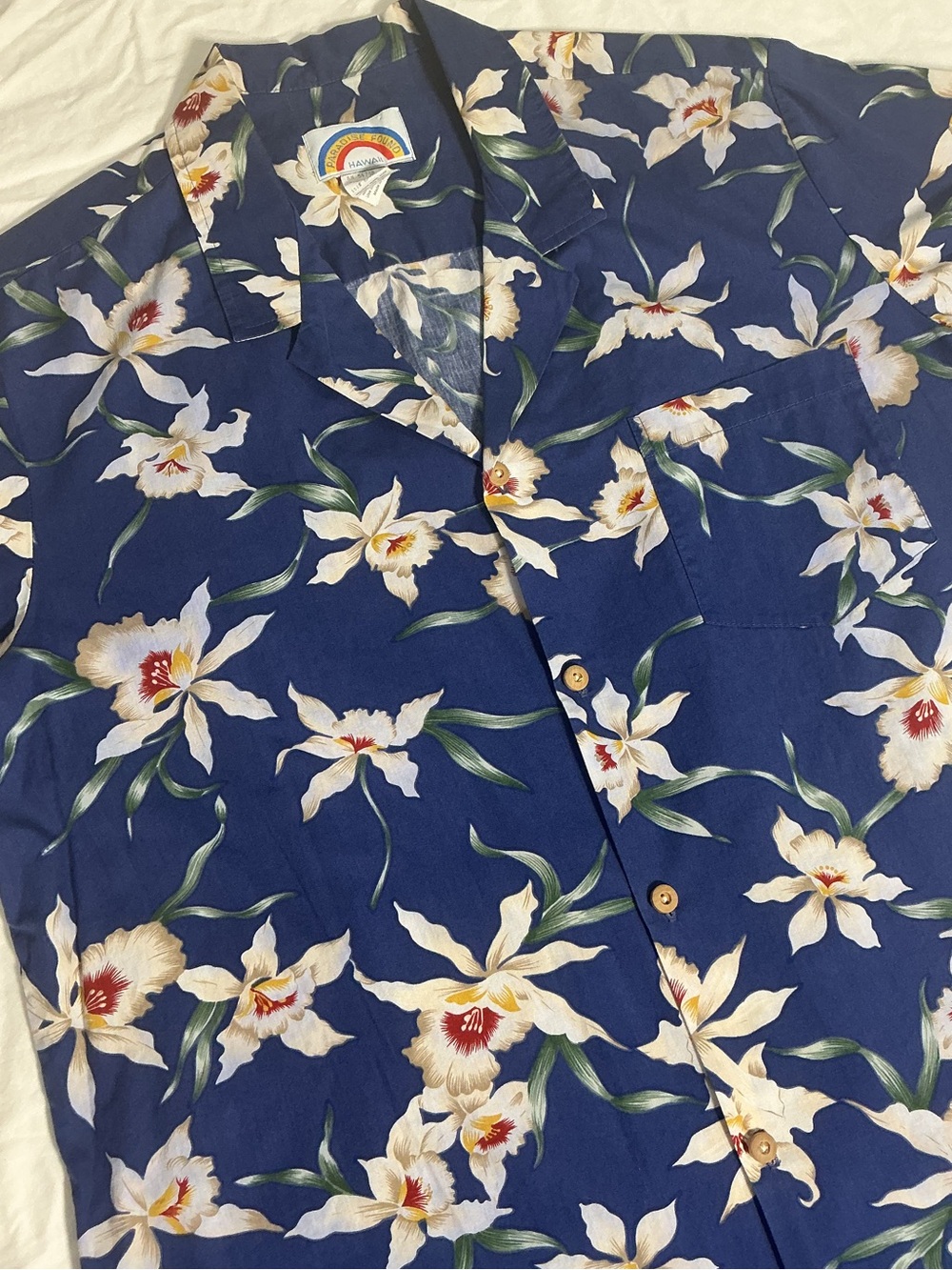 VTG Paradise Found Star Orchid Shirt Cotton Magnum PI Blue XL